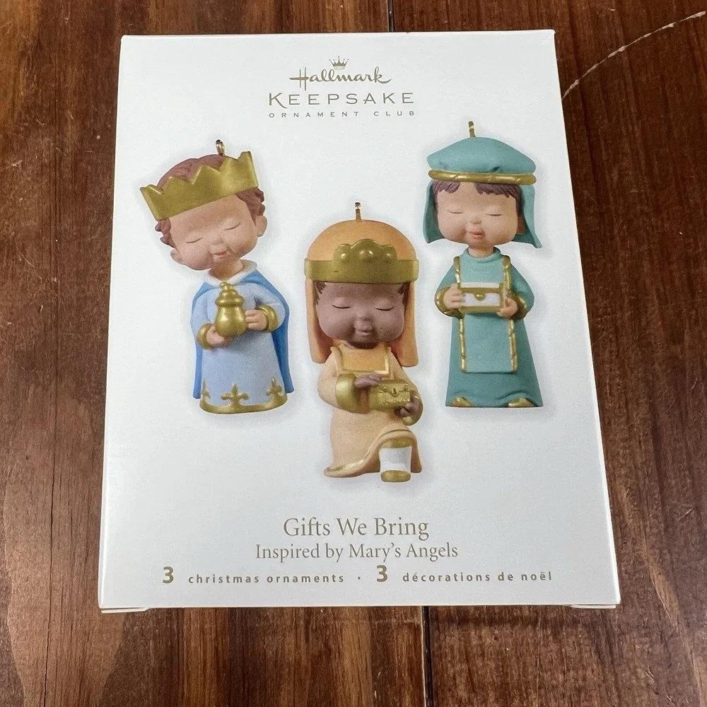 Hallmark 2010 Gifts We Bring Mary's Angels Three Kings Ornaments Porcelain Set 3
